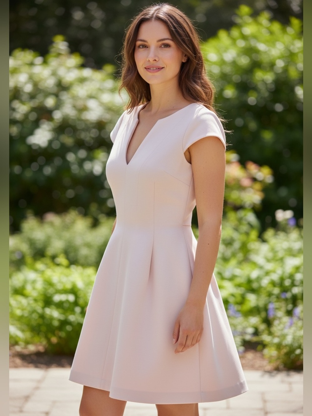 Halston Heritage Elegant Pale Pink Fit-and-Flare Dress